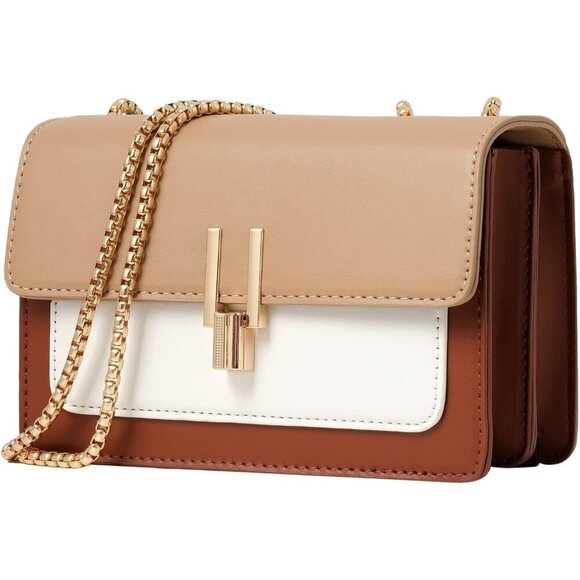 Handbags - Women Brown Imported Faux Leather Twist Lock Crossbody Designer Handbags